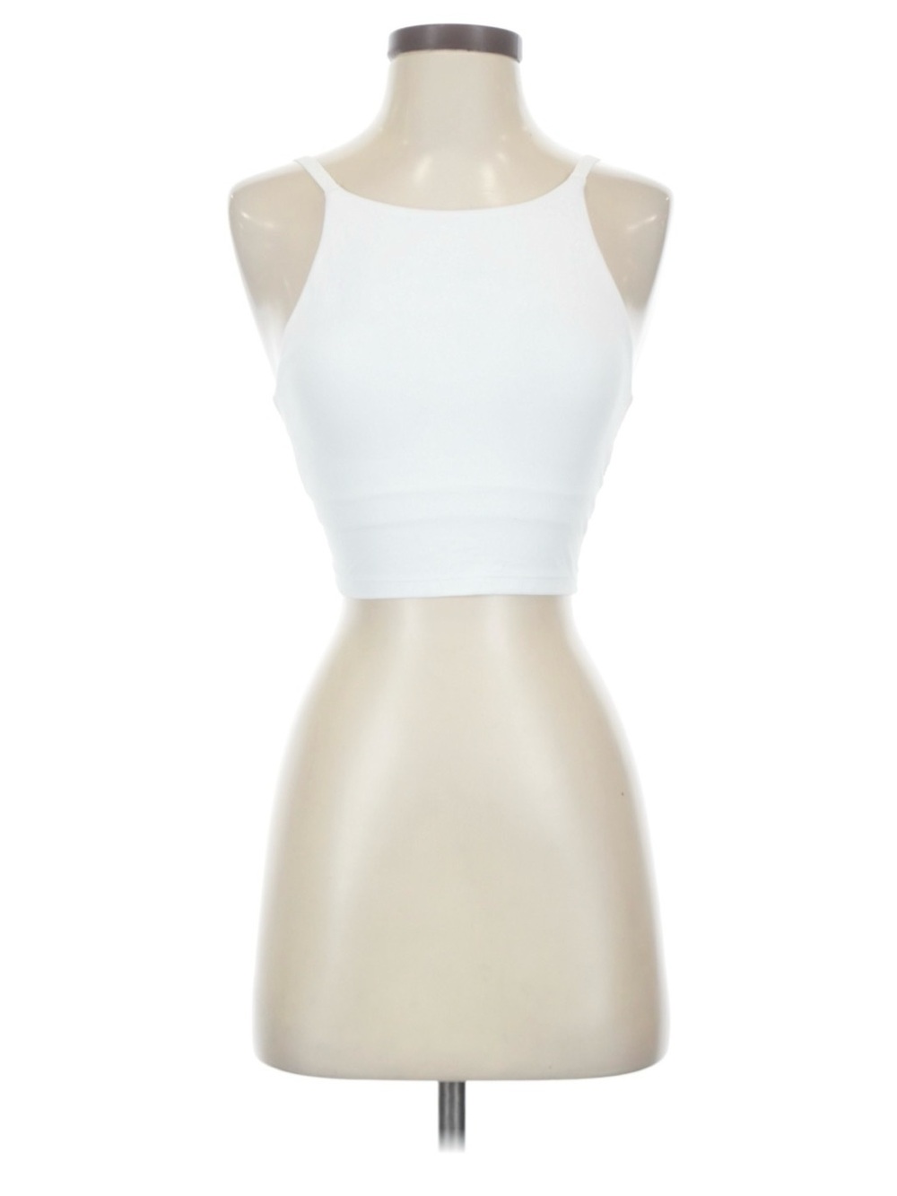 White High-Neck Cropped Tank Bra Top